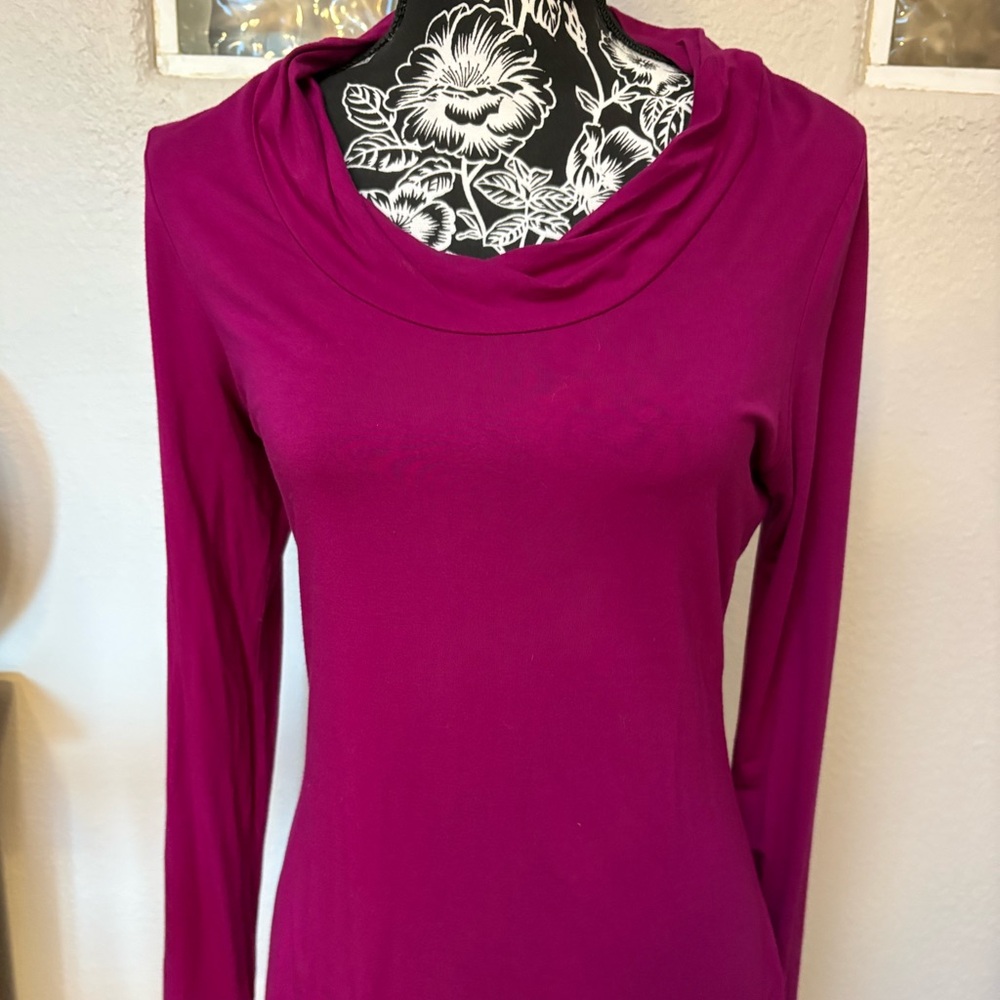 Banana Republic Magenta Long Sleeve Cowl Neck Top